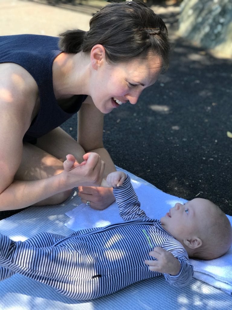 Catherine Thompson with a new baby