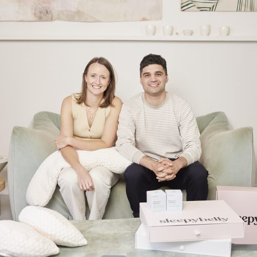 Hannah Douglas and Andrew Skoulous founders of Sleepybelly