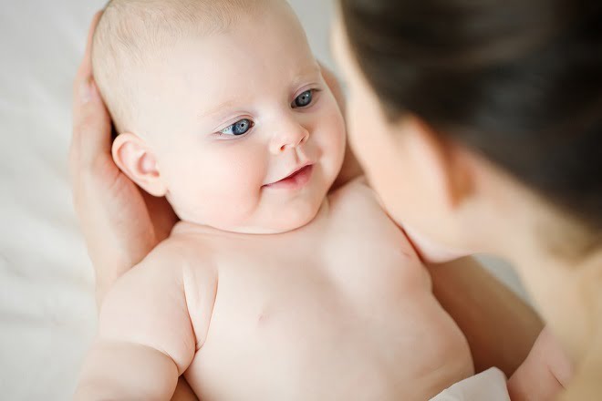 mother looking into baby eyes
